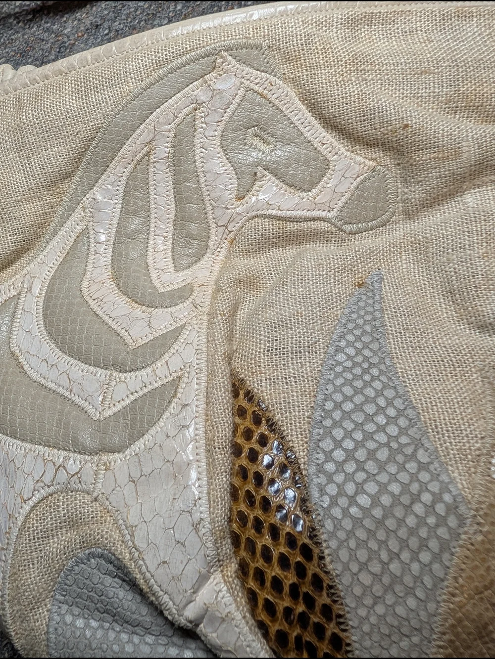Vintage 90s Sharif Shoulder Bag with Attached Pouch Animal Motif